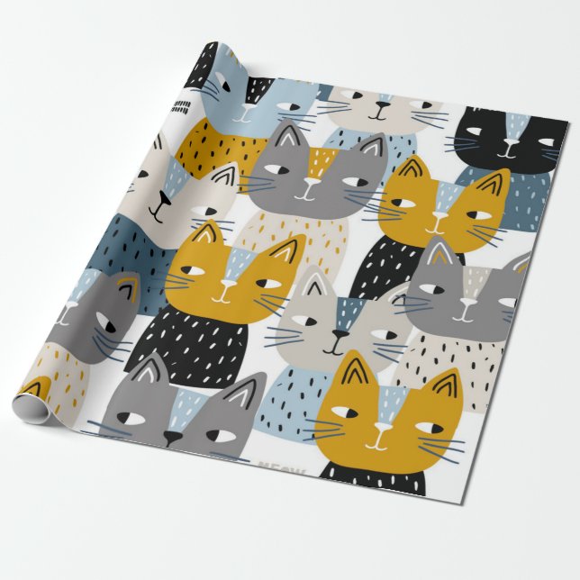 Papier Cadeau Motif de chat (Déroulé)