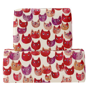 Papier Cadeau Motif de chat coloré amusant