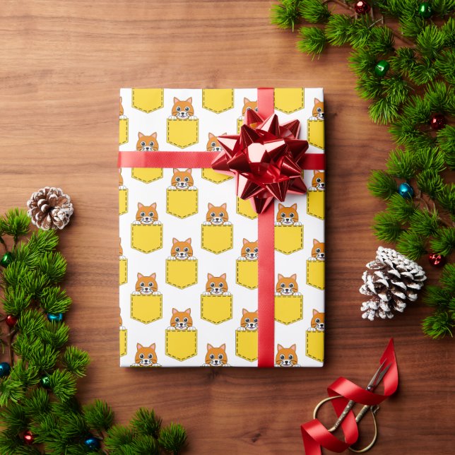 Papier Cadeau Motif de chat de poche (Cadeau de vacances)