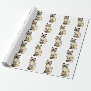 Papier Cadeau Motif de chat mignon Birman écaille de tortue / Ra