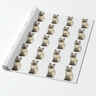 Papier Cadeau Motif de chat mignon Birman / Ragdoll au point Cho