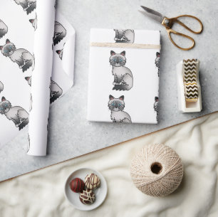 Papier Cadeau Motif de chat mignon Blue Point Tabby Birman / Rag