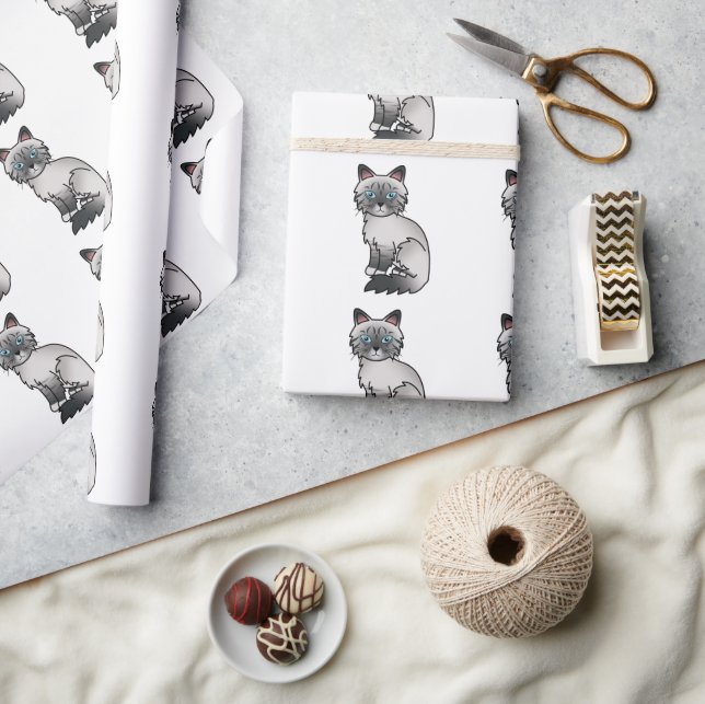 Papier Cadeau Motif de chat mignon Blue Point Tabby Birman / Rag (Artisanat)