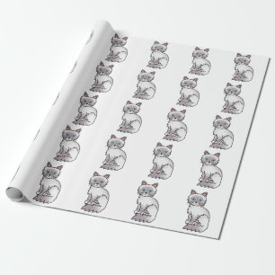 Papier Cadeau Motif de chat mignon Tabby Birman/Ragdoll Lilac Po