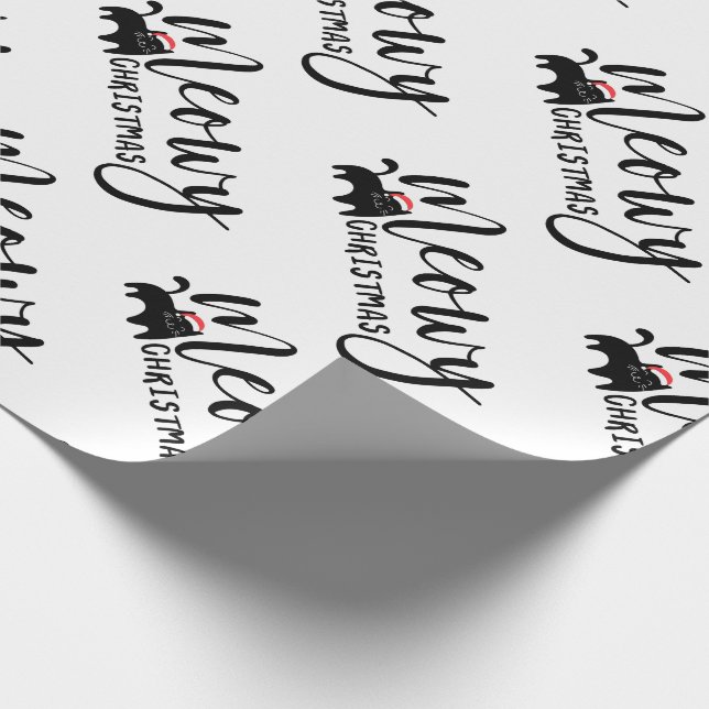 Papier Cadeau Motif de chat noir Meowy Noël (Coin)