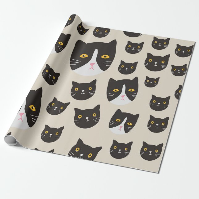 Papier Cadeau Motif de chat sans joint/ (Déroulé)