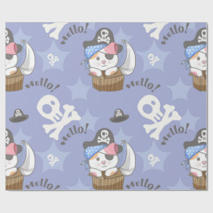 Papier Cadeau Motif de chaton pirate mignon