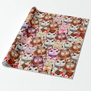 Papier Cadeau Motif de chats Maneki-neko