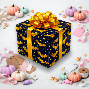 Papier Cadeau Motif de chauve-souris en or radieux
