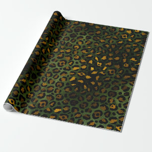 Papier Cadeau Motif de Cheetah Leopard vert de la jungle