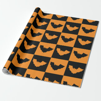 Papier Cadeau Motif de chèques d'Halloween avec chauves-souris