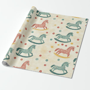 Papier Cadeau Motif de cheval à bascule en détresse vintage (6)