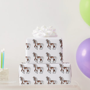 Papier Cadeau Motif de cheval trottant de dessin animé mignon Pi