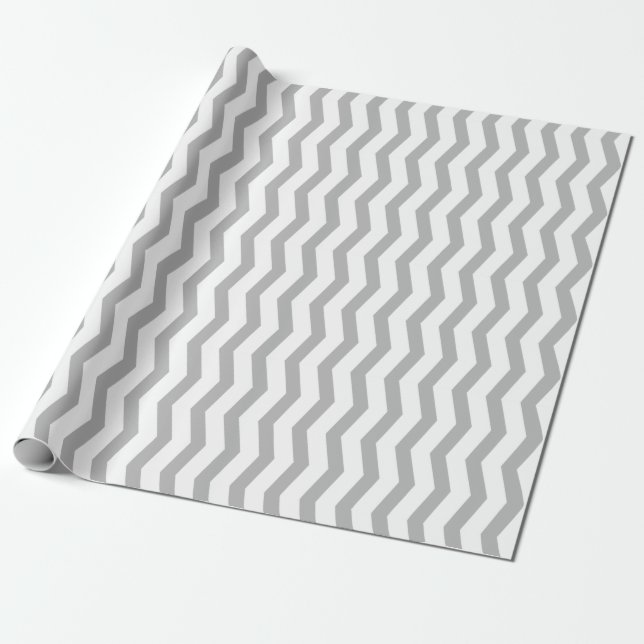 Papier Cadeau Motif de chevron gris zig zag strié Noël (Déroulé)