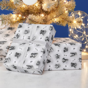 Papier Cadeau Motif de chien avec os et empreintes de pattes pou
