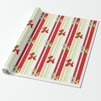 Papier Cadeau Motif de chien ballon mignon rouge bande verte pou