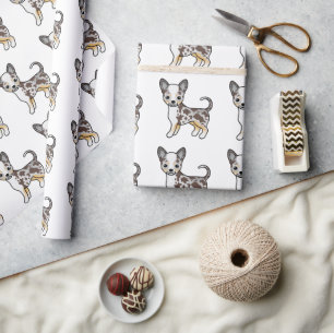 Papier Cadeau Motif de chien Chihuahua à poil lisse Merle au Cho