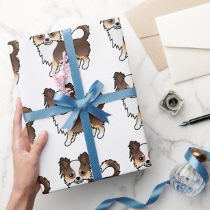 Papier Cadeau Motif de chien Chihuahua à poil long tricolore au