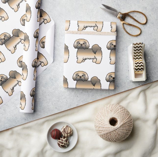 Papier Cadeau Motif de chien de dessin animé Lhasa Apso Sable Do (Artisanat)