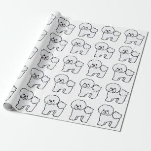 Papier Cadeau Motif de chien de dessin animé mignon Bichon Frise