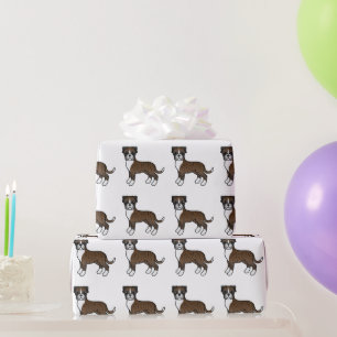 Papier Cadeau Motif de chien de dessin animé mignon Boxer bringé