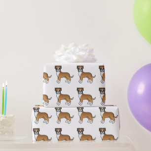 Papier Cadeau Motif de chien de dessin animé mignon Boxer faon