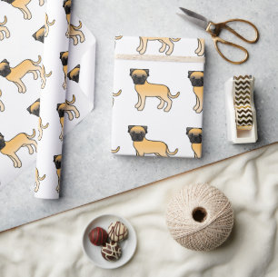 Papier Cadeau Motif de chien de dessin animé mignon Bullmastiff 