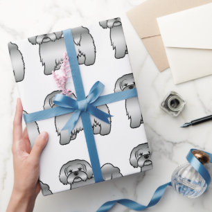 Papier Cadeau Motif de chien de dessin animé mignon Lhasa Apso a