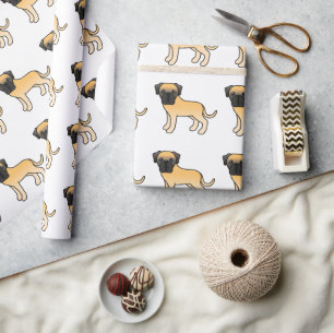 Papier Cadeau Motif de chien de dessin animé mignon Mastiff angl