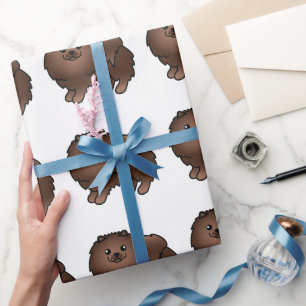Papier Cadeau Motif de chien de dessin animé mignon Pomeranian m
