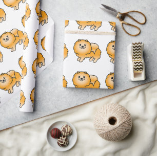 Papier Cadeau Motif de chien de dessin animé mignon Pomeranian o
