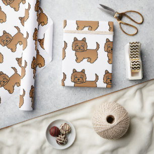 Papier Cadeau Motif de chien de dessin animé mignon Terrier Cair