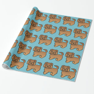 Papier Cadeau Motif de chien de dessin animé Norfolk Terrier rou