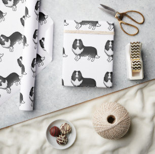 Papier Cadeau Motif de chien de dessin animé Shetland Sheepdog B