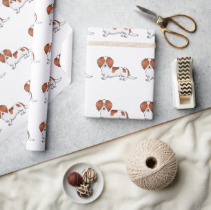 Papier Cadeau Motif de chien de dessin animé teckel à longs poil