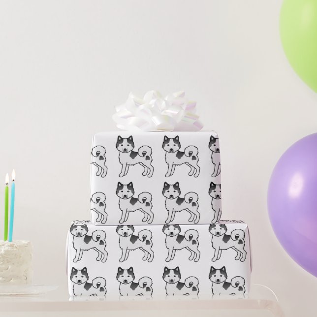 Papier Cadeau Motif de chien mignon Alaskan Malamute piebalde no (Cadeaux de fête)