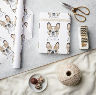 Papier Cadeau Motif de chien mignon Bouledogue français pied de 