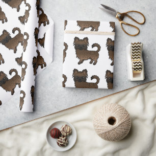 Papier Cadeau Motif de chien mignon Chihuahua à poil long bringé