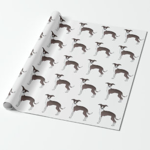 Papier Cadeau Motif de chien mignon gris italien cacheté et blan