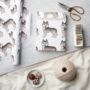 Papier Cadeau Motif de chien mignon Husky Sibérien Sable
