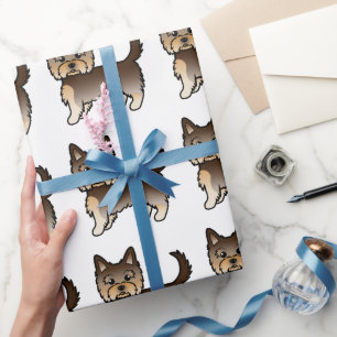 Papier Cadeau Motif de chien mignon Yorkshire Terrier au chocola