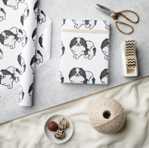 Papier Cadeau Motif de chien Pomeranian Parti-Couleur Noir Migno