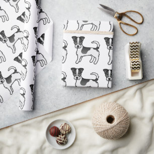 Papier Cadeau Motif de chien Terrier Jack Russell à poil dur noi