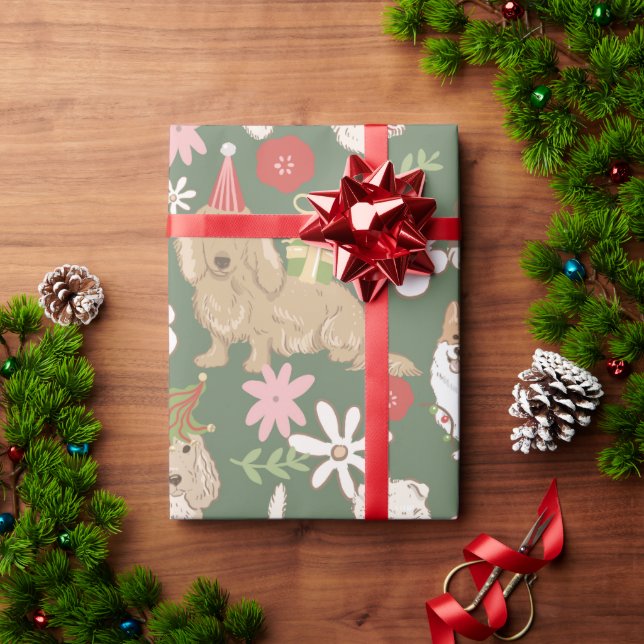 Papier Cadeau Motif de chiens de Noël mignons (Cadeau de vacances)