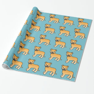 Papier Cadeau Motif de chiens de taureaux Terrier de la Fawn Sta