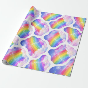 Papier Cadeau Motif de ciel de nuage arc-en-ciel