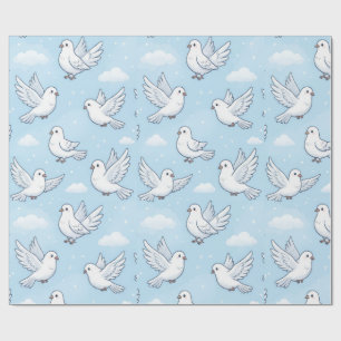 Papier Cadeau Motif de ciel sans couture Colombe Blanche Mignonn