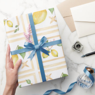 Papier Cadeau Motif de citron agrumes méditerranéen