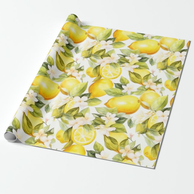 Papier Cadeau Motif de citron de la côte d'Amalfi (Déroulé)