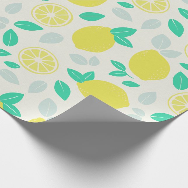 Papier Cadeau Motif de citron d'été en crème (Coin)